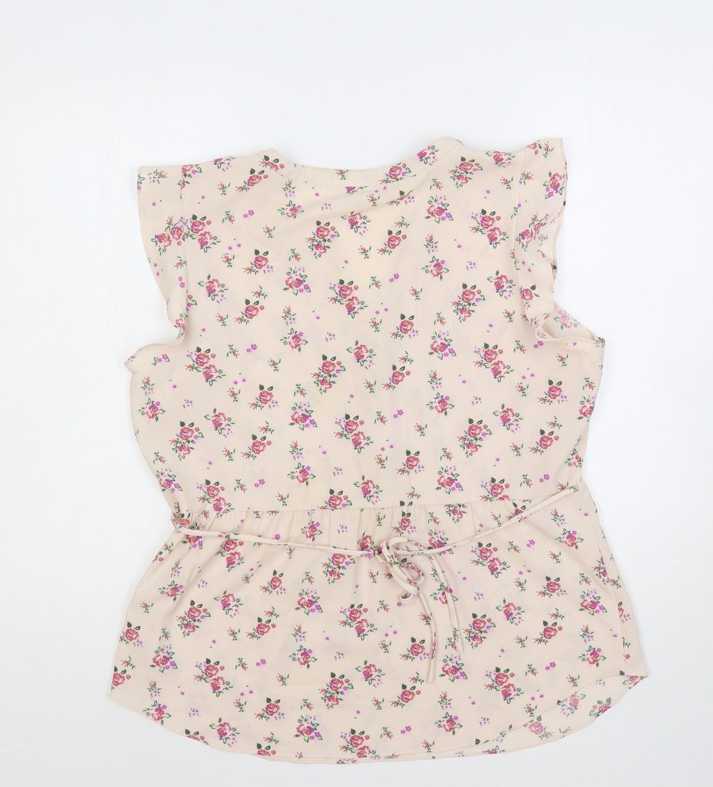 ModCloth Womens Pink Floral Polyester Basic Blouse Size XL V-Neck