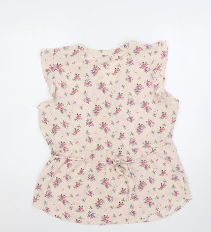 ModCloth Womens Pink Floral Polyester Basic Blouse Size XL V-Neck