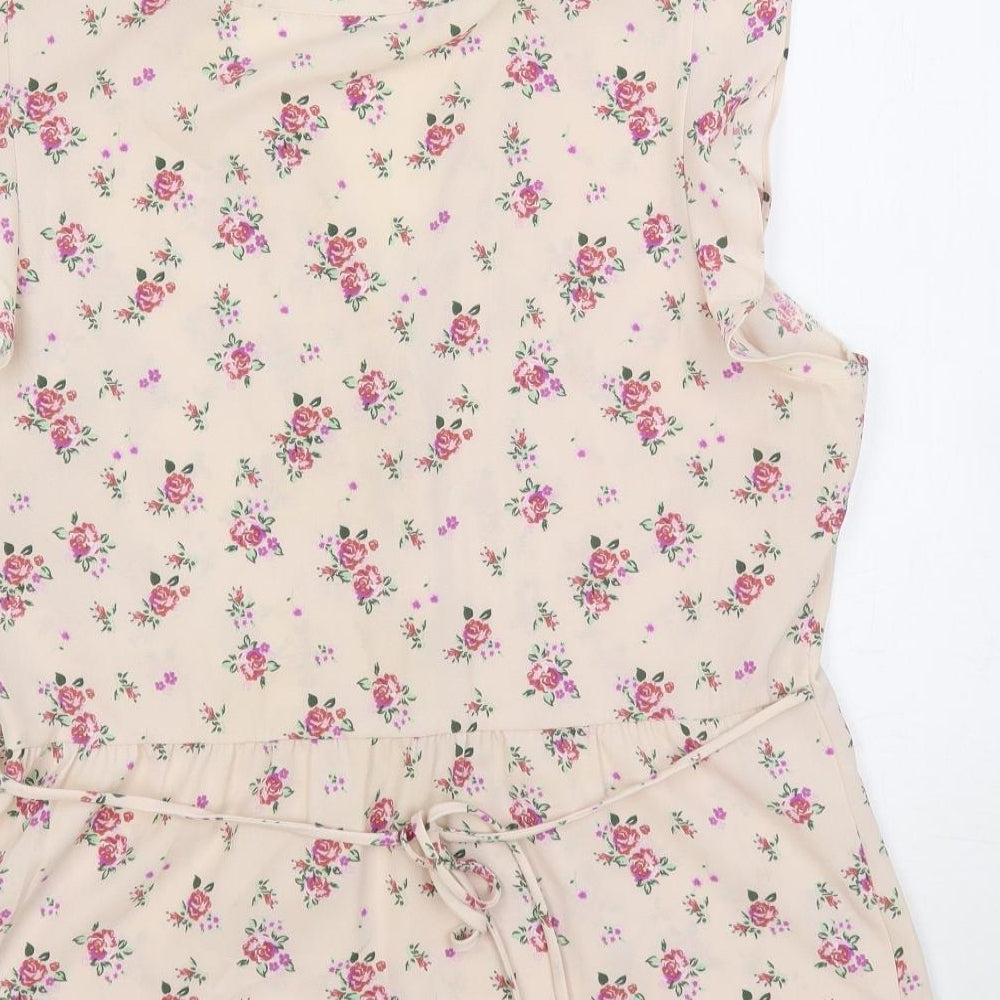 ModCloth Womens Pink Floral Polyester Basic Blouse Size XL V-Neck