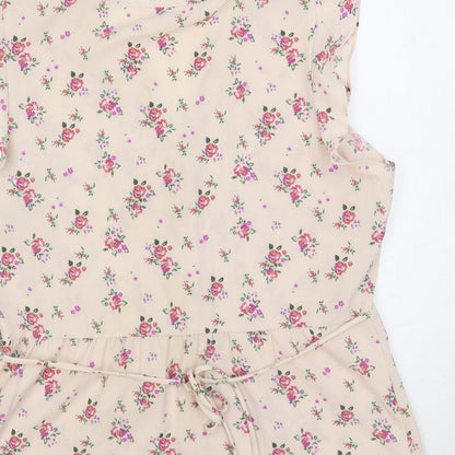 ModCloth Womens Pink Floral Polyester Basic Blouse Size XL V-Neck