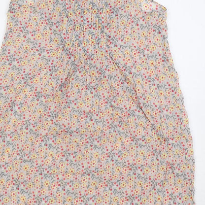 Zara Womens Multicoloured Floral Cotton Slip Dress Size M Square Neck Pullover