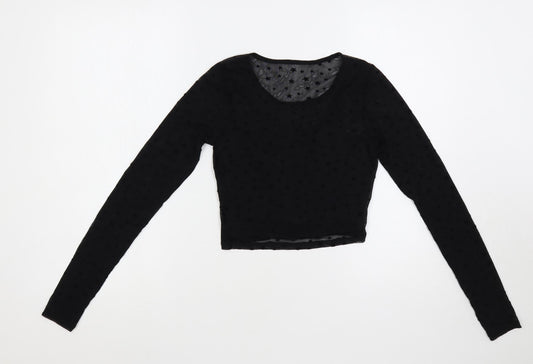 Womens UK Size XS Hollister Black Cropped Blouse