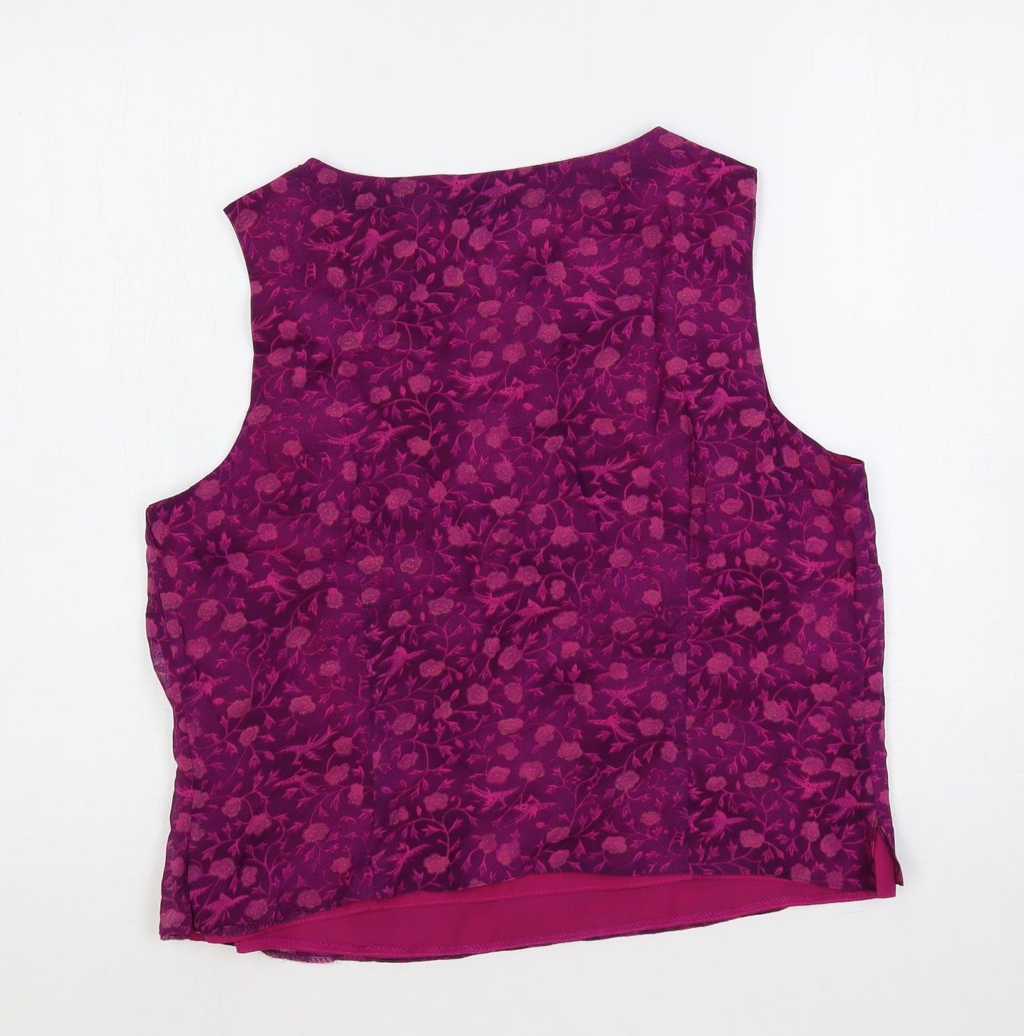 Anagram Womens Purple Floral Viscose Basic Blouse Size 16 Boat Neck