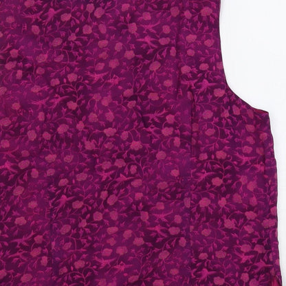 Anagram Womens Purple Floral Viscose Basic Blouse Size 16 Boat Neck