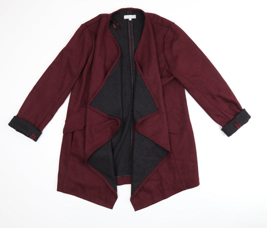 Red Herring Womens Red Overcoat Coat Size 12 - Waterfall front