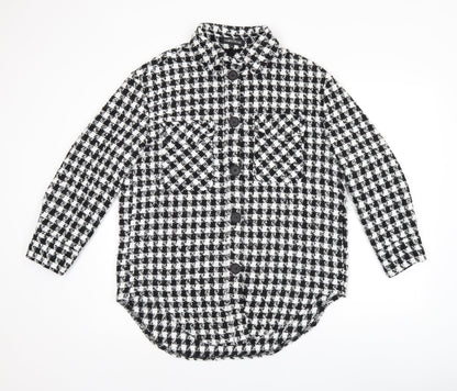 Cameo Rose Womens Black Geometric Polyester Basic Button-Up Size S Collared