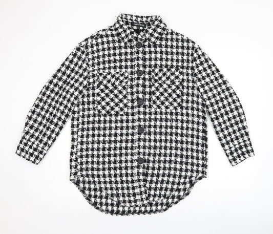 Cameo Rose Womens Black Geometric Polyester Basic Button-Up Size S Collared