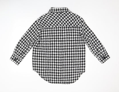 Cameo Rose Womens Black Geometric Polyester Basic Button-Up Size S Collared