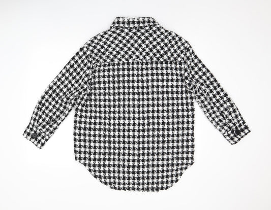 Cameo Rose Womens Black Geometric Polyester Basic Button-Up Size S Collared