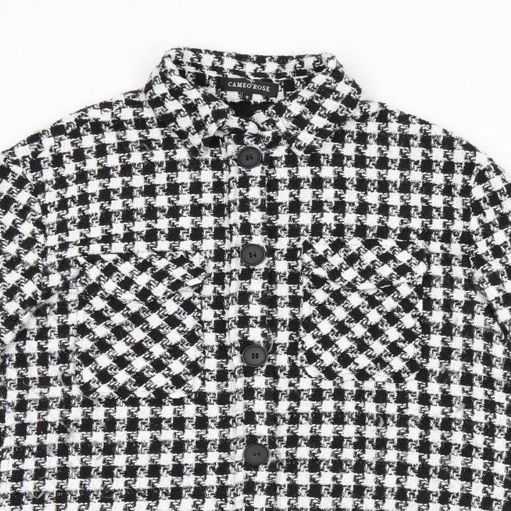 Cameo Rose Womens Black Geometric Polyester Basic Button-Up Size S Collared