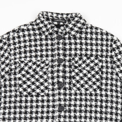 Cameo Rose Womens Black Geometric Polyester Basic Button-Up Size S Collared