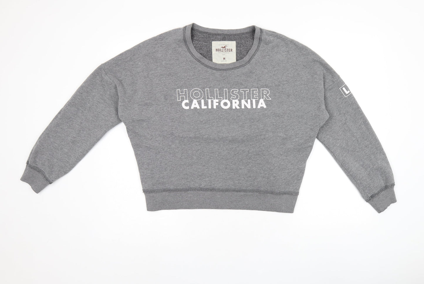 Hollister Womens Grey Cotton Pullover Sweatshirt Size M Pullover - Logo