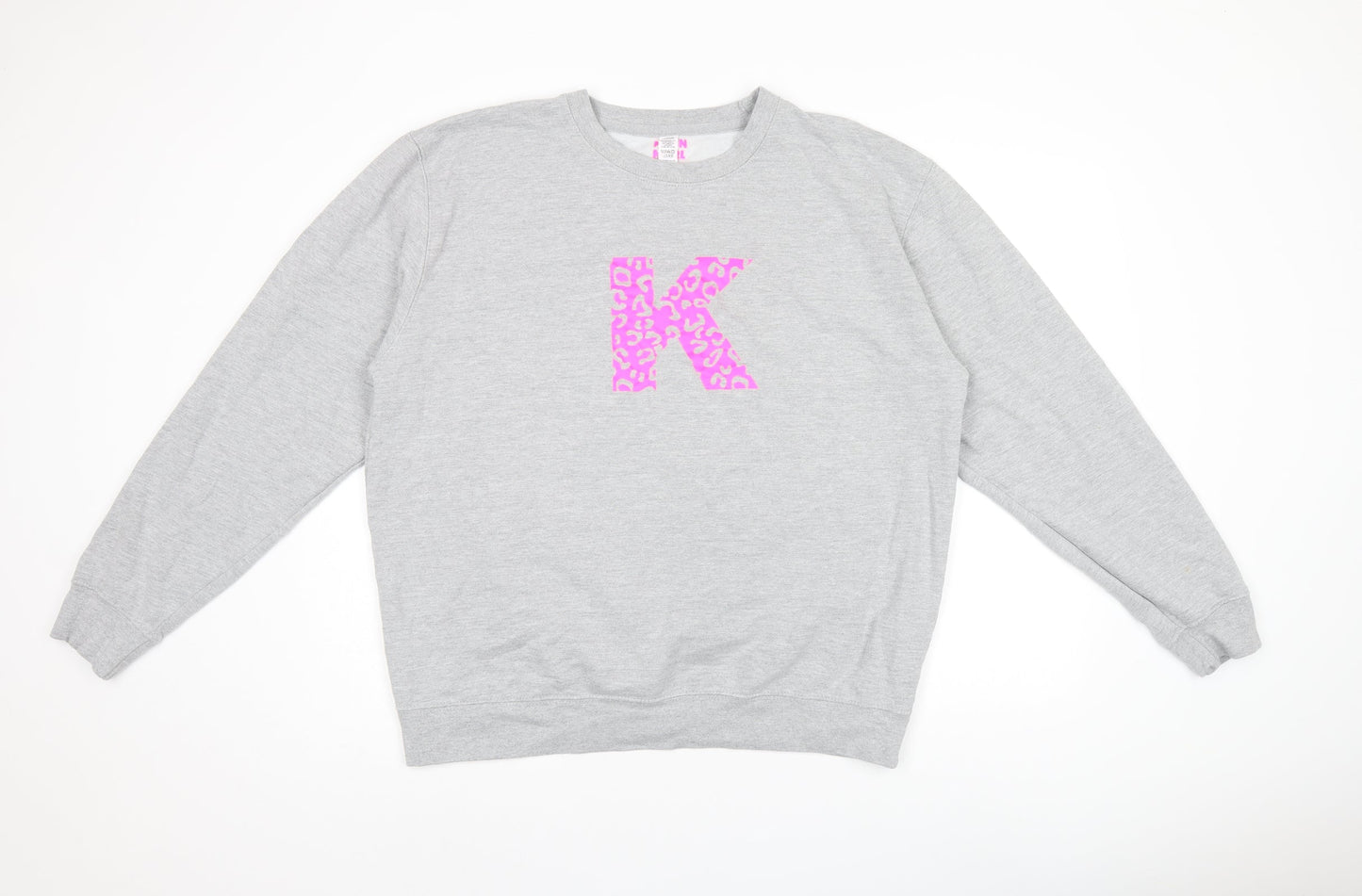 Neon Marl Womens Grey Cotton Pullover Sweatshirt Size XL Pullover - Animal Print Neon Graphic
