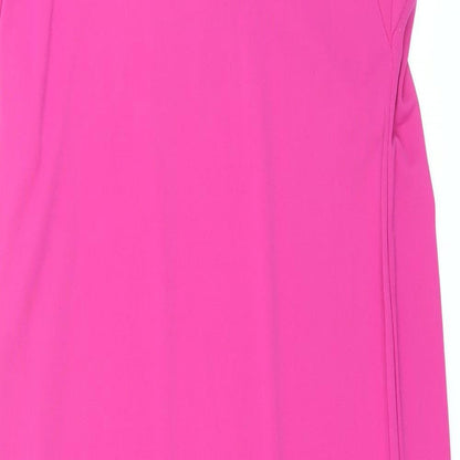 Marks and Spencer Womens Pink Polyester Maxi Size 8 Round Neck Pullover - Side Slits