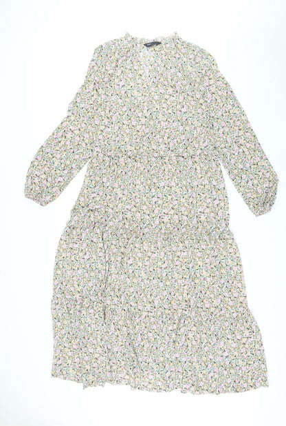Marks and Spencer Womens Multicoloured Floral Polyester Maxi Size 8 Mock Neck Pullover