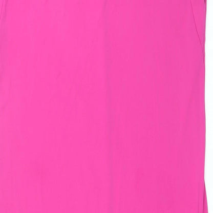 Marks and Spencer Womens Pink Polyester T-Shirt Dress Size 10 Scoop Neck Pullover - Side Slits