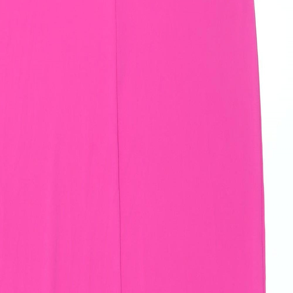 Marks and Spencer Womens Pink Polyester T-Shirt Dress Size 10 Scoop Neck Pullover - Side Slits