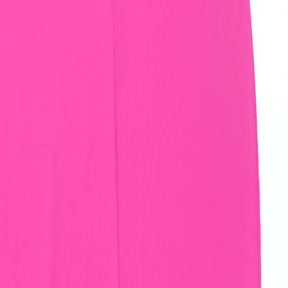 Marks and Spencer Womens Pink Polyester T-Shirt Dress Size 10 Scoop Neck Pullover - Side Slits