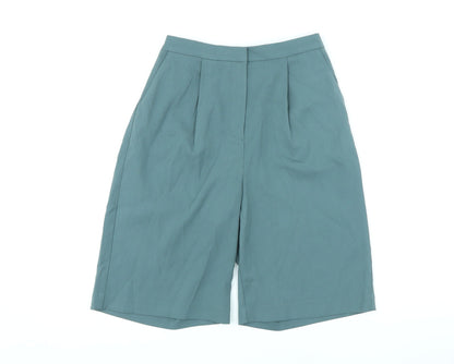 Marks and Spencer Womens Green Polyester Paperbag Shorts Size 6 L9 in Regular Zip