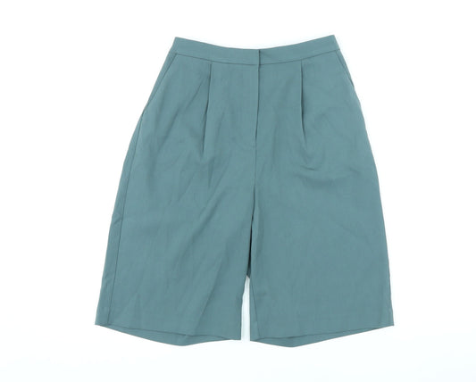 Marks and Spencer Womens Green Polyester Paperbag Shorts Size 6 L9 in Regular Zip