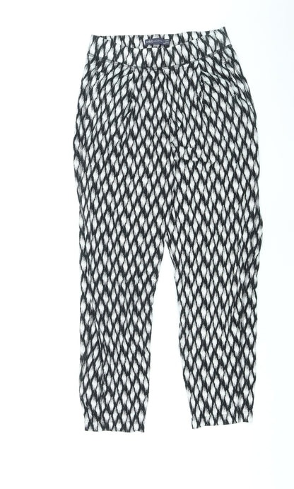 Marks and Spencer Womens Black Geometric Viscose Sweatpants Trousers Size 8 L25 in Regular