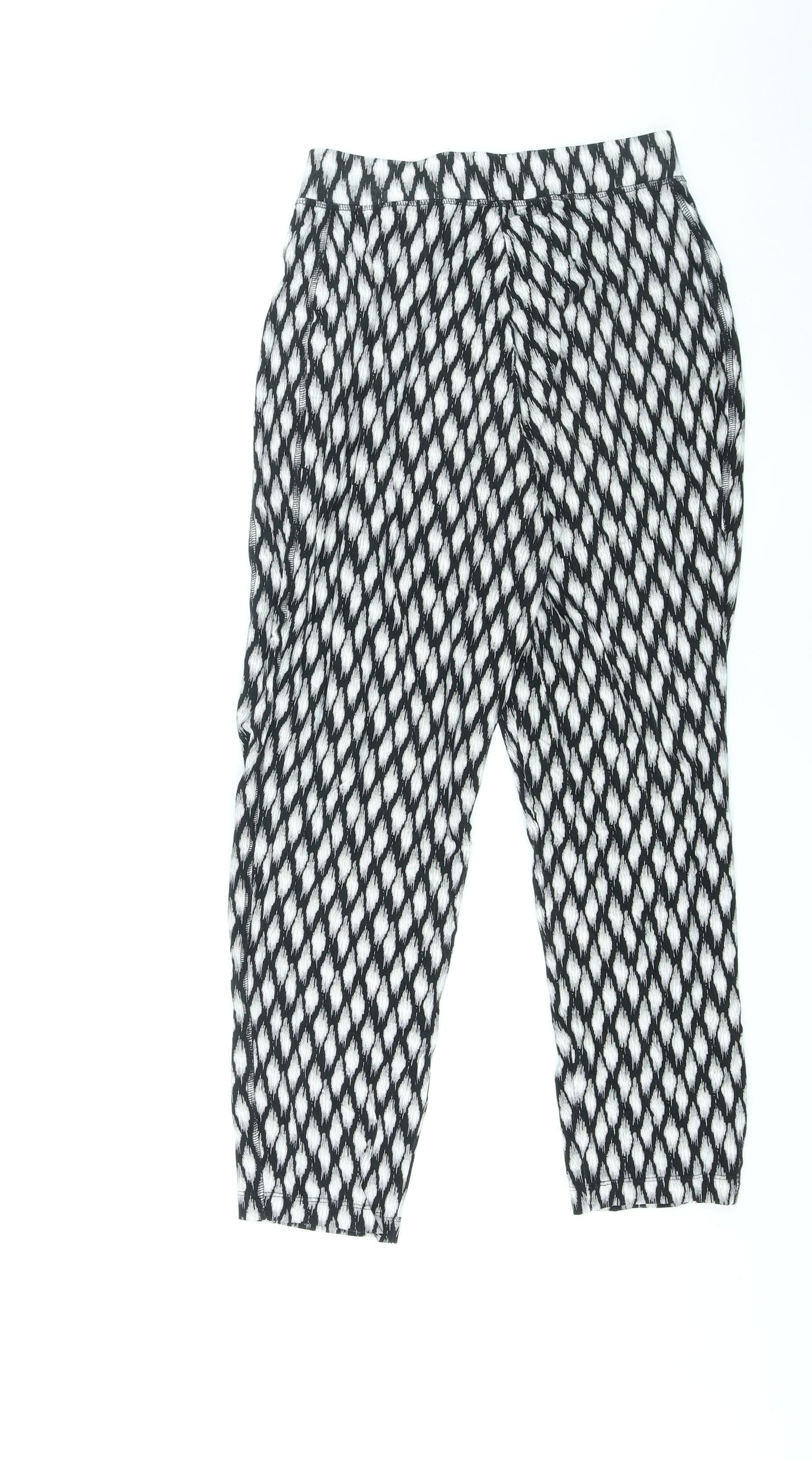 Marks and Spencer Womens Black Geometric Viscose Sweatpants Trousers Size 8 L25 in Regular