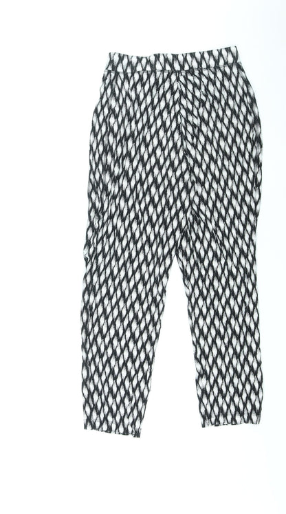 Marks and Spencer Womens Black Geometric Viscose Sweatpants Trousers Size 8 L25 in Regular