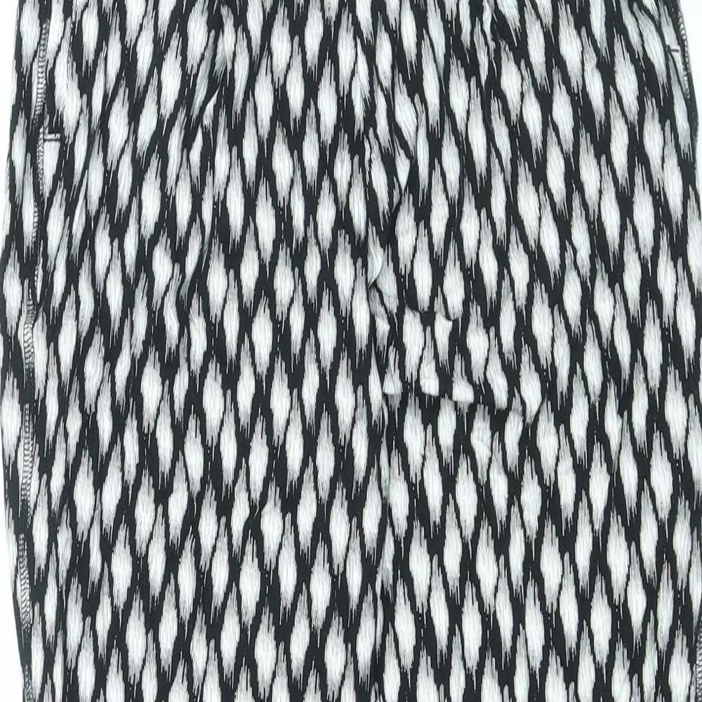 Marks and Spencer Womens Black Geometric Viscose Sweatpants Trousers Size 8 L25 in Regular