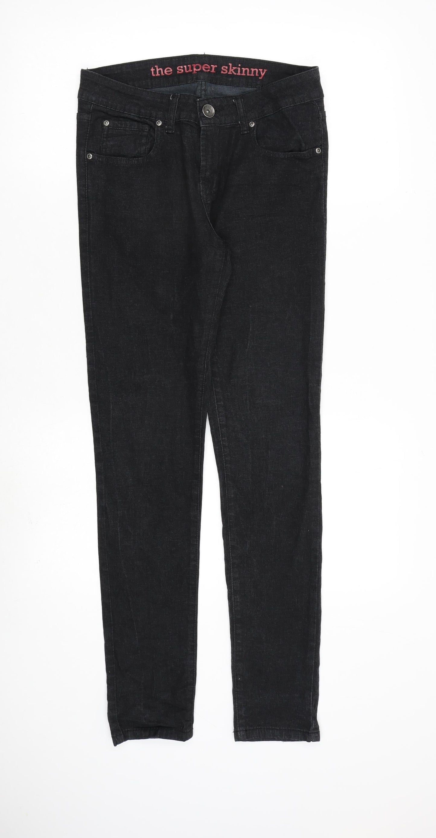 Falmer Womens Black Cotton Skinny Jeans Size 12 L30 in Regular Zip