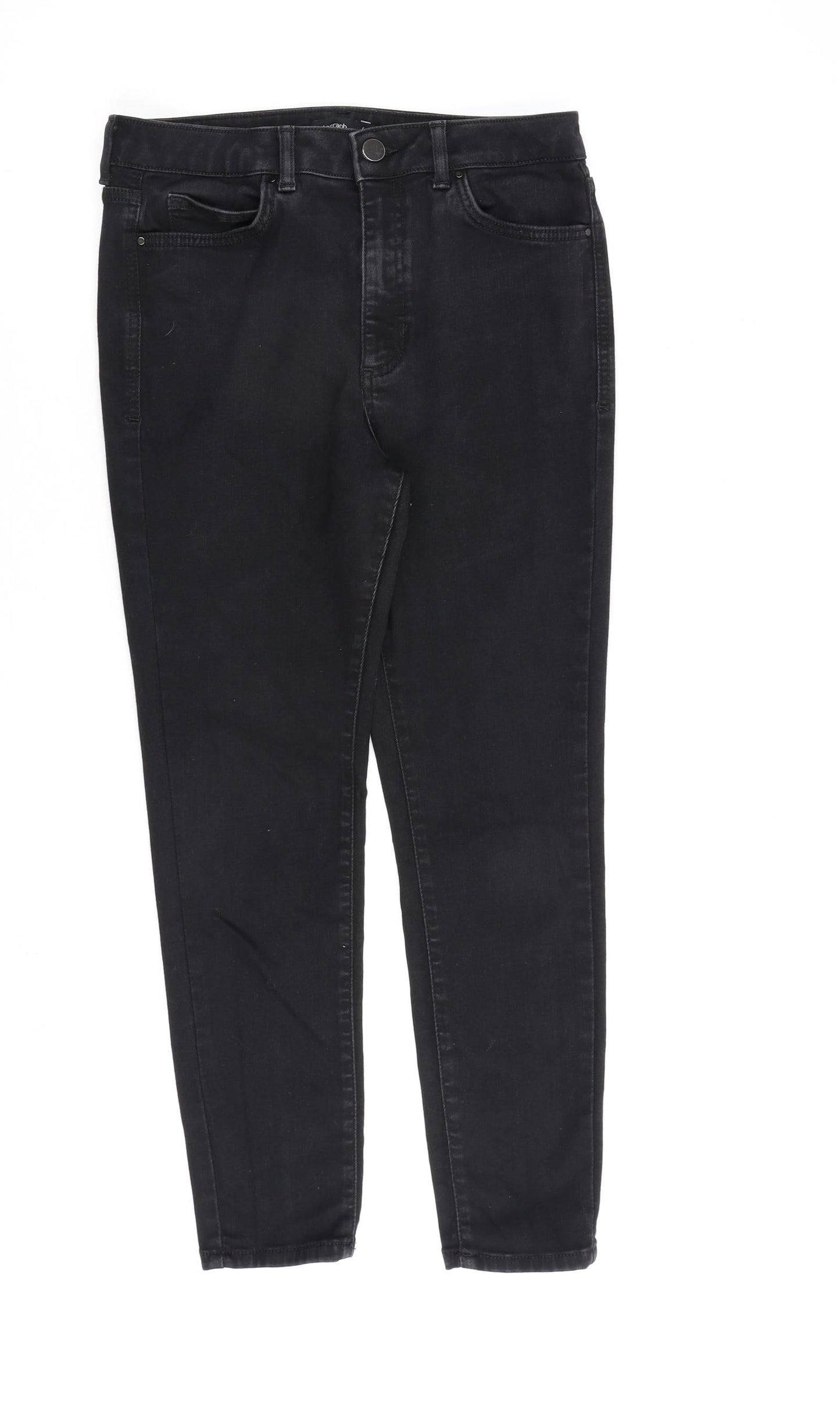 Autograph Womens Black Cotton Skinny Jeans Size 12 L28 in Regular Zip