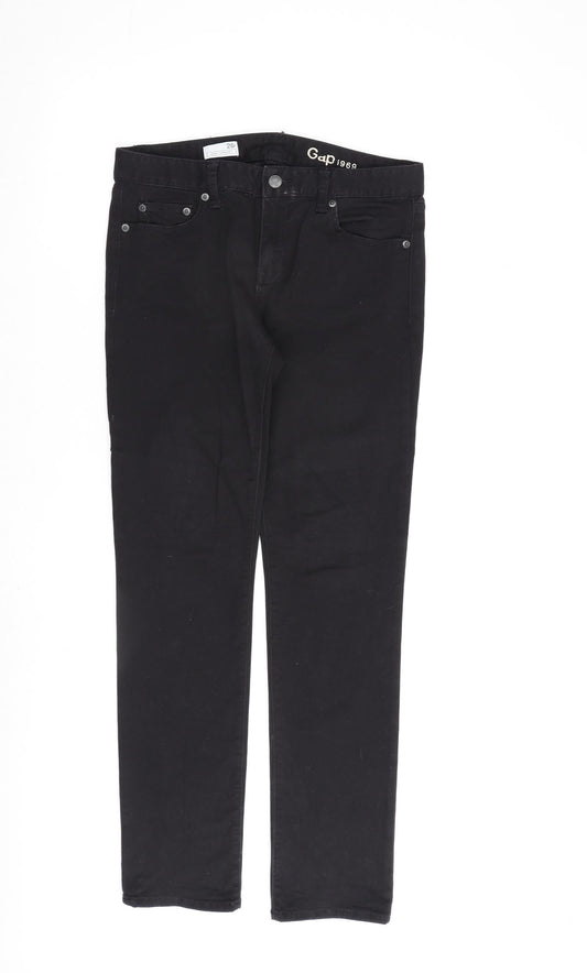 Gap Womens Black Cotton Straight Jeans Size 26 in L30 in Regular Zip