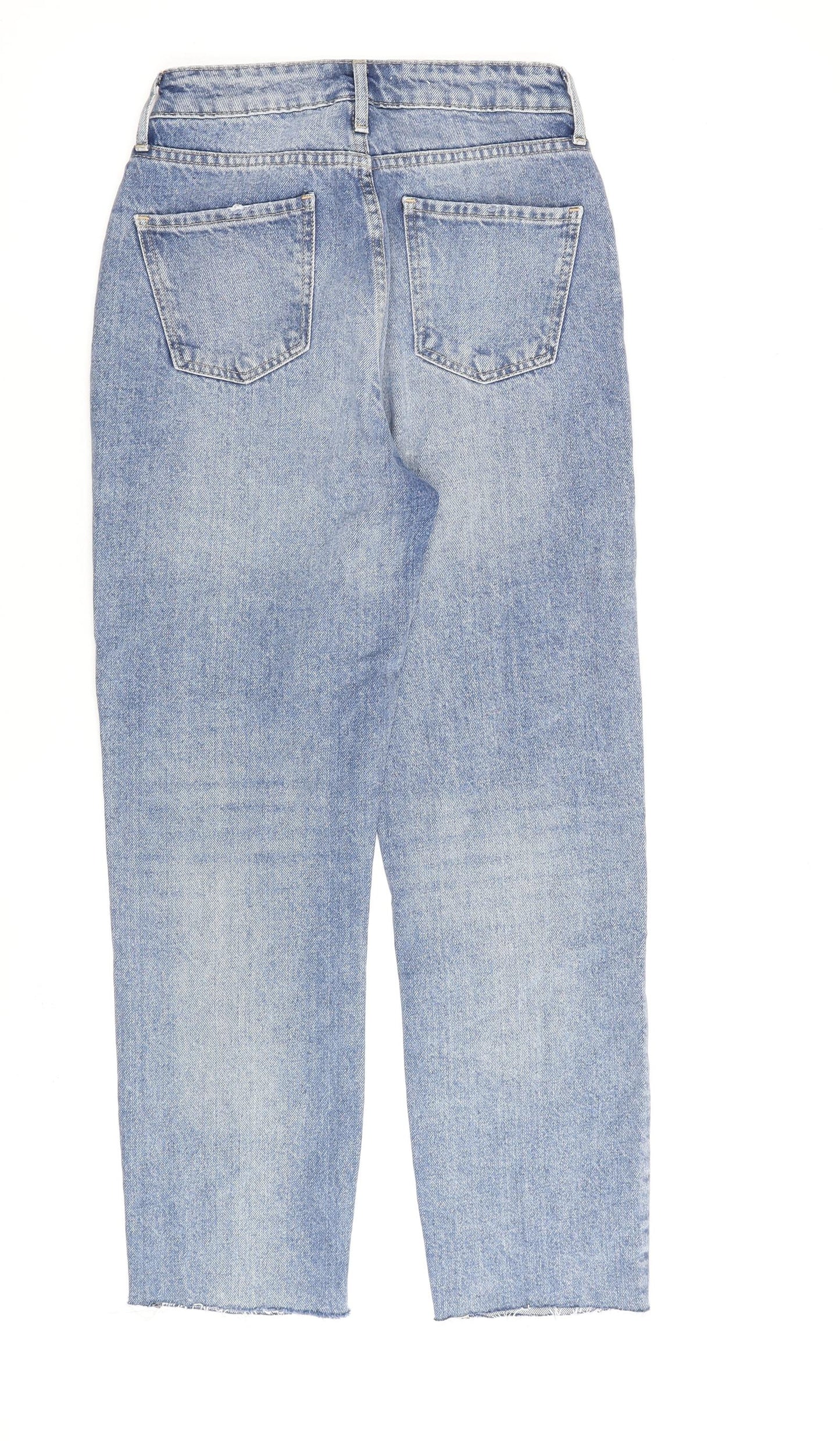 Miss Selfridge Womens Blue Cotton Straight Jeans Size 4 L26 in Regular Zip