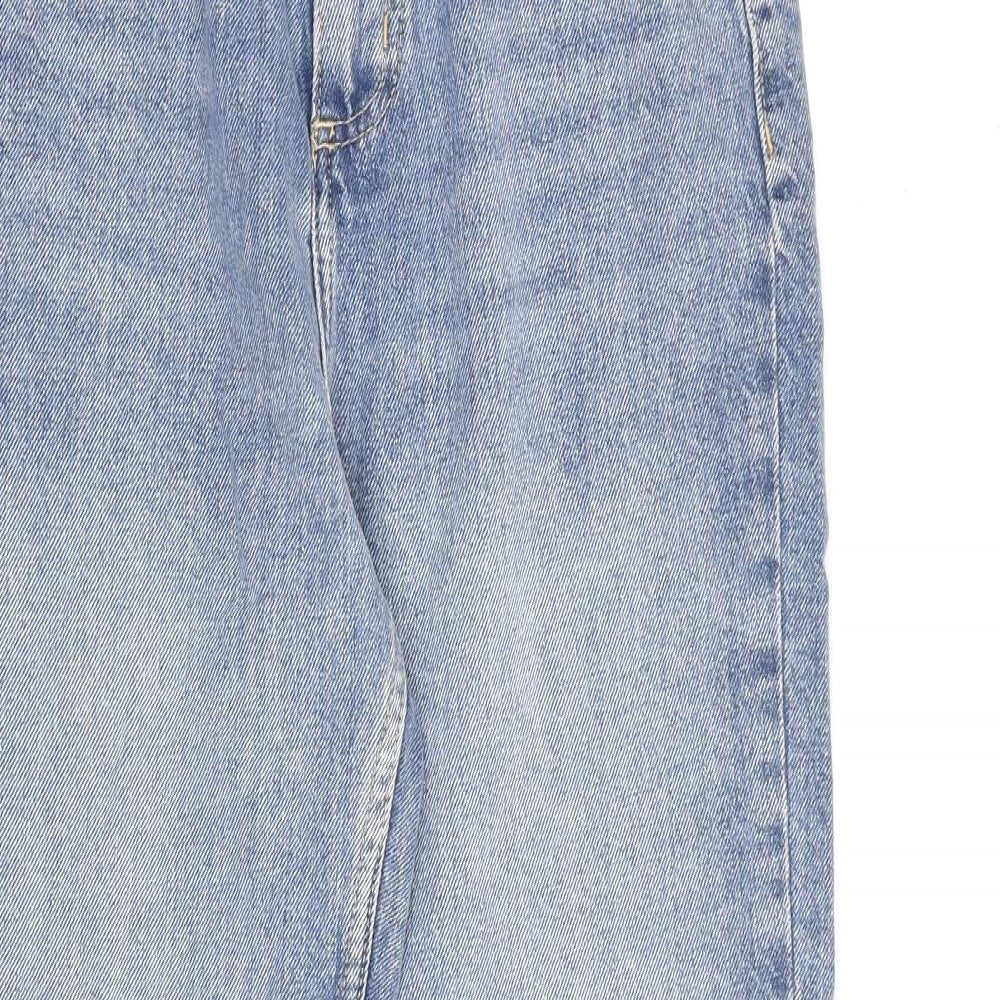 Miss Selfridge Womens Blue Cotton Straight Jeans Size 4 L26 in Regular Zip