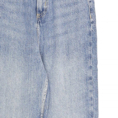 Miss Selfridge Womens Blue Cotton Straight Jeans Size 4 L26 in Regular Zip