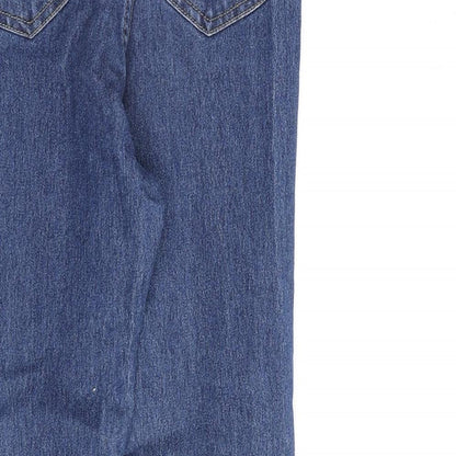 Boohoo Womens Blue Cotton Straight Jeans Size 6 L26 in Regular Zip
