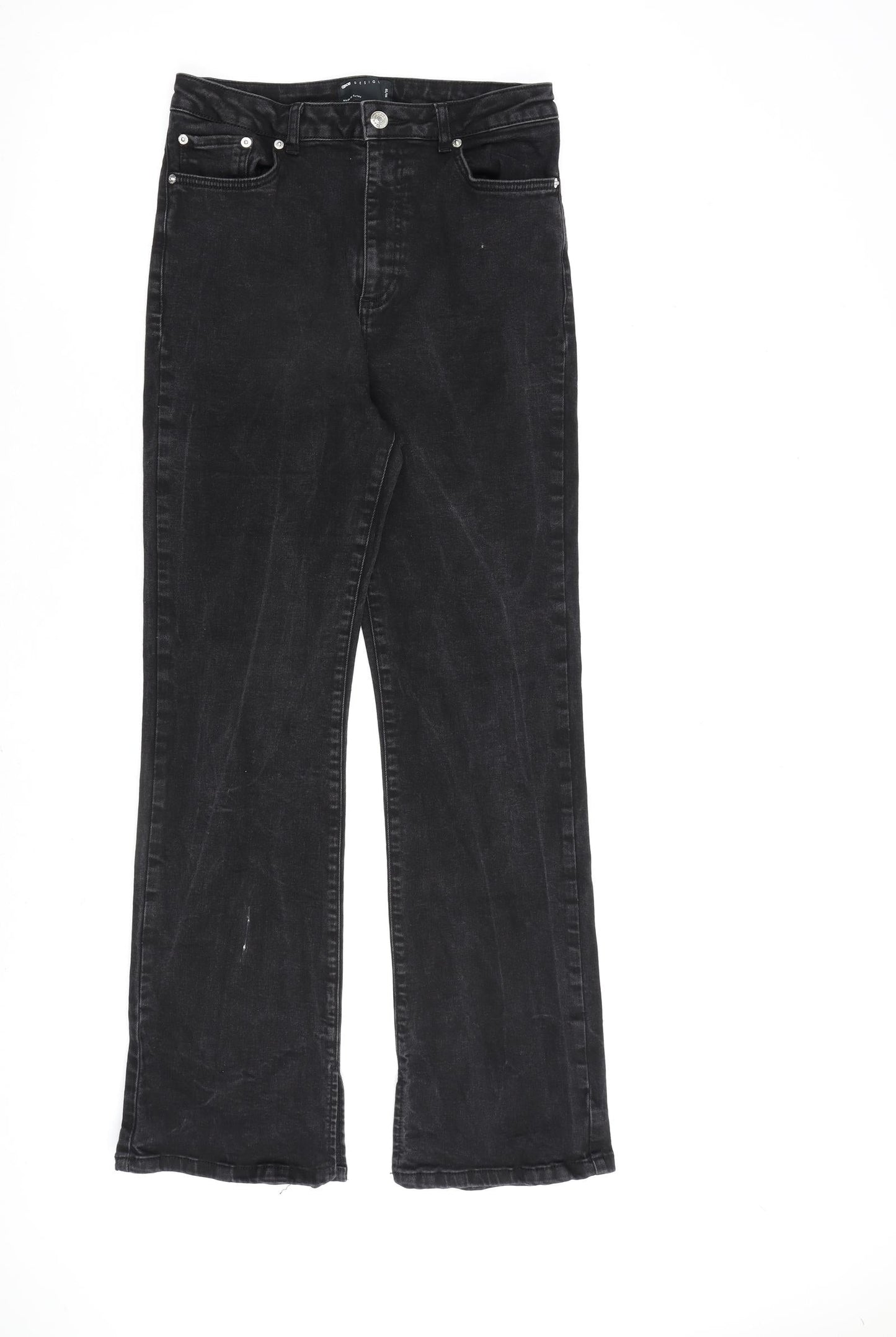 ASOS Womens Black Cotton Flared Jeans Size 30 in L32 in Regular Zip