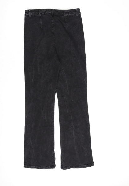 ASOS Womens Black Cotton Flared Jeans Size 30 in L32 in Regular Zip