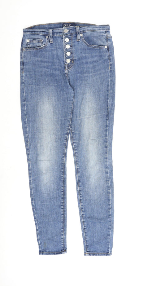 Gap Womens Blue Cotton Straight Jeans Size 28 in L29 in Regular Button