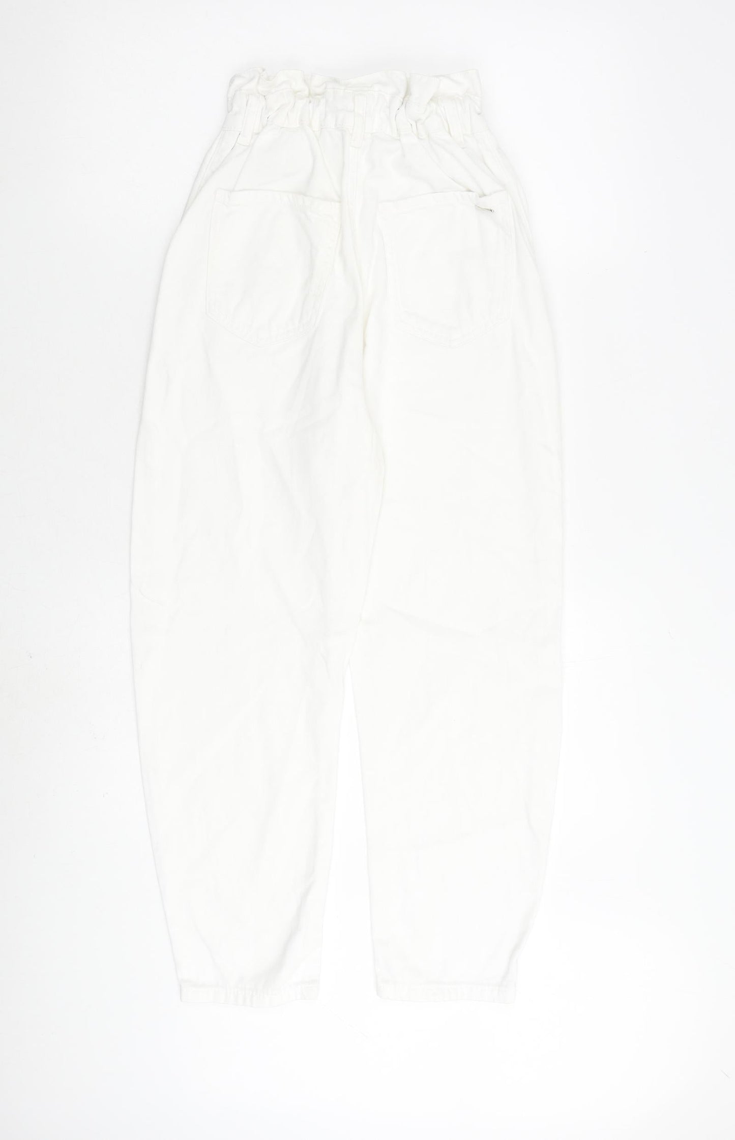 Zara Womens White Cotton Straight Jeans Size 4 L24 in Regular Zip