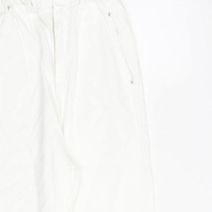 Zara Womens White Cotton Straight Jeans Size 4 L24 in Regular Zip