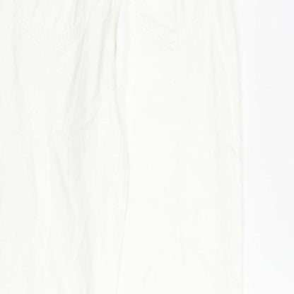 Zara Womens White Cotton Straight Jeans Size 4 L24 in Regular Zip