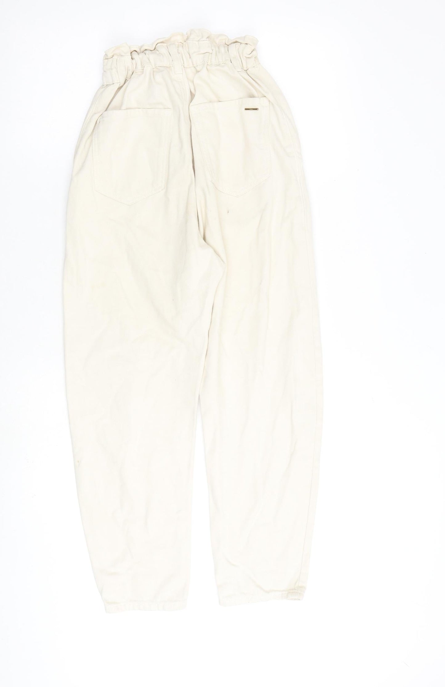 Zara Womens Beige Cotton Straight Jeans Size 4 L28 in Regular Zip