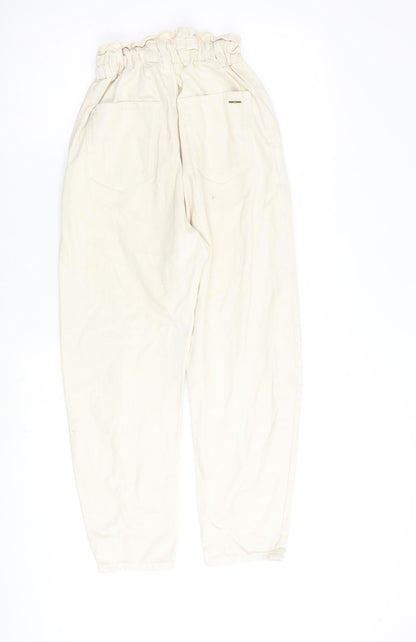 Zara Womens Beige Cotton Straight Jeans Size 4 L28 in Regular Zip
