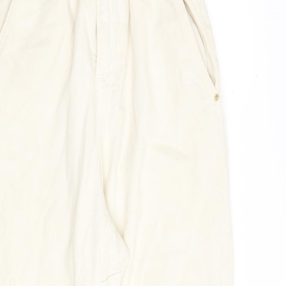 Zara Womens Beige Cotton Straight Jeans Size 4 L28 in Regular Zip