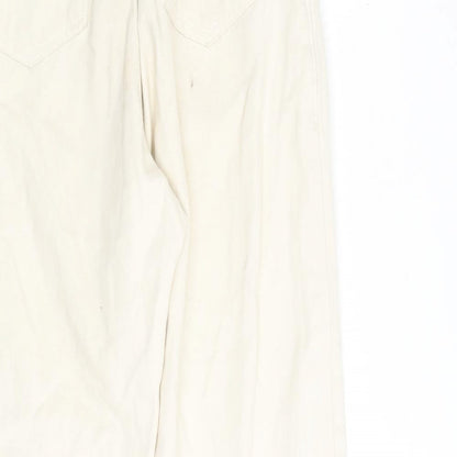 Zara Womens Beige Cotton Straight Jeans Size 4 L28 in Regular Zip