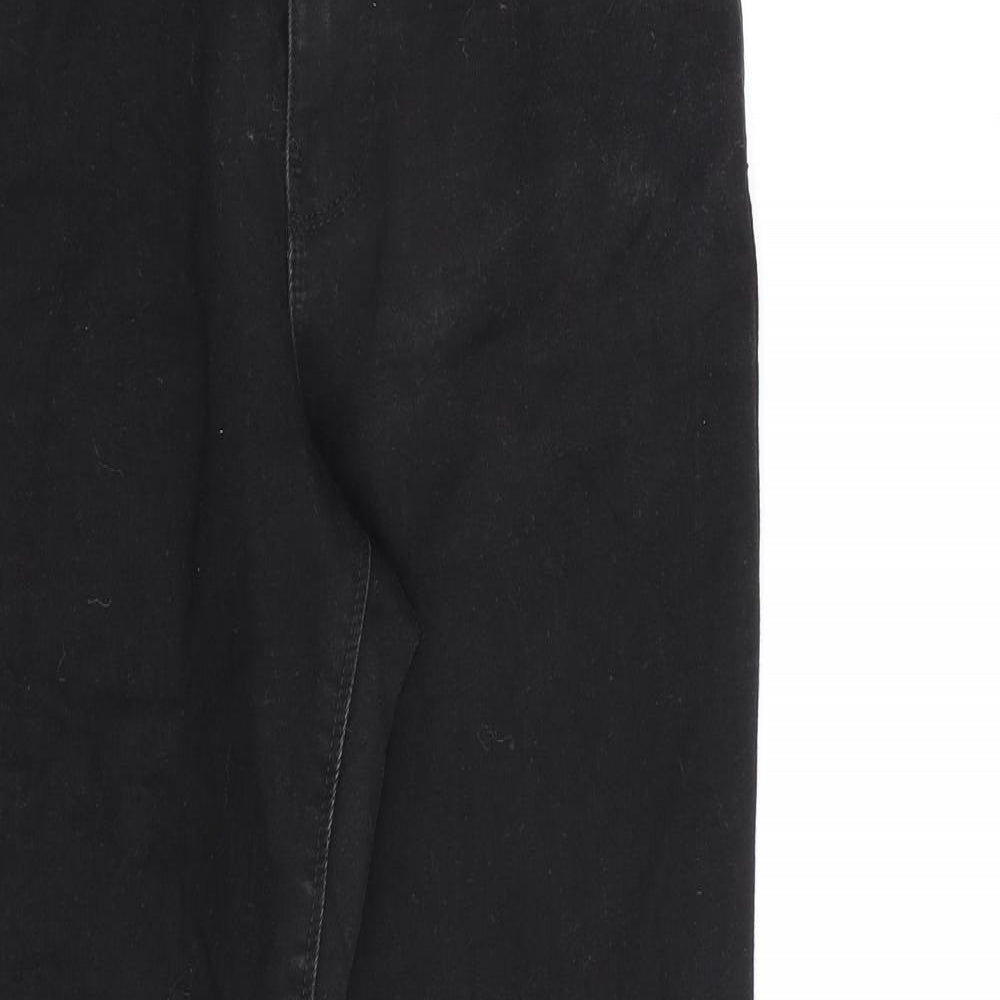 Denim & Co. Womens Black Cotton Straight Jeans Size 14 L26 in Regular Zip