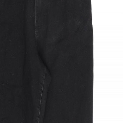 Denim & Co. Womens Black Cotton Straight Jeans Size 14 L26 in Regular Zip