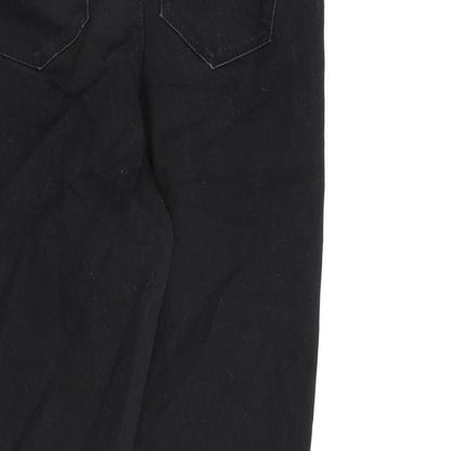 Denim & Co. Womens Black Cotton Straight Jeans Size 14 L26 in Regular Zip