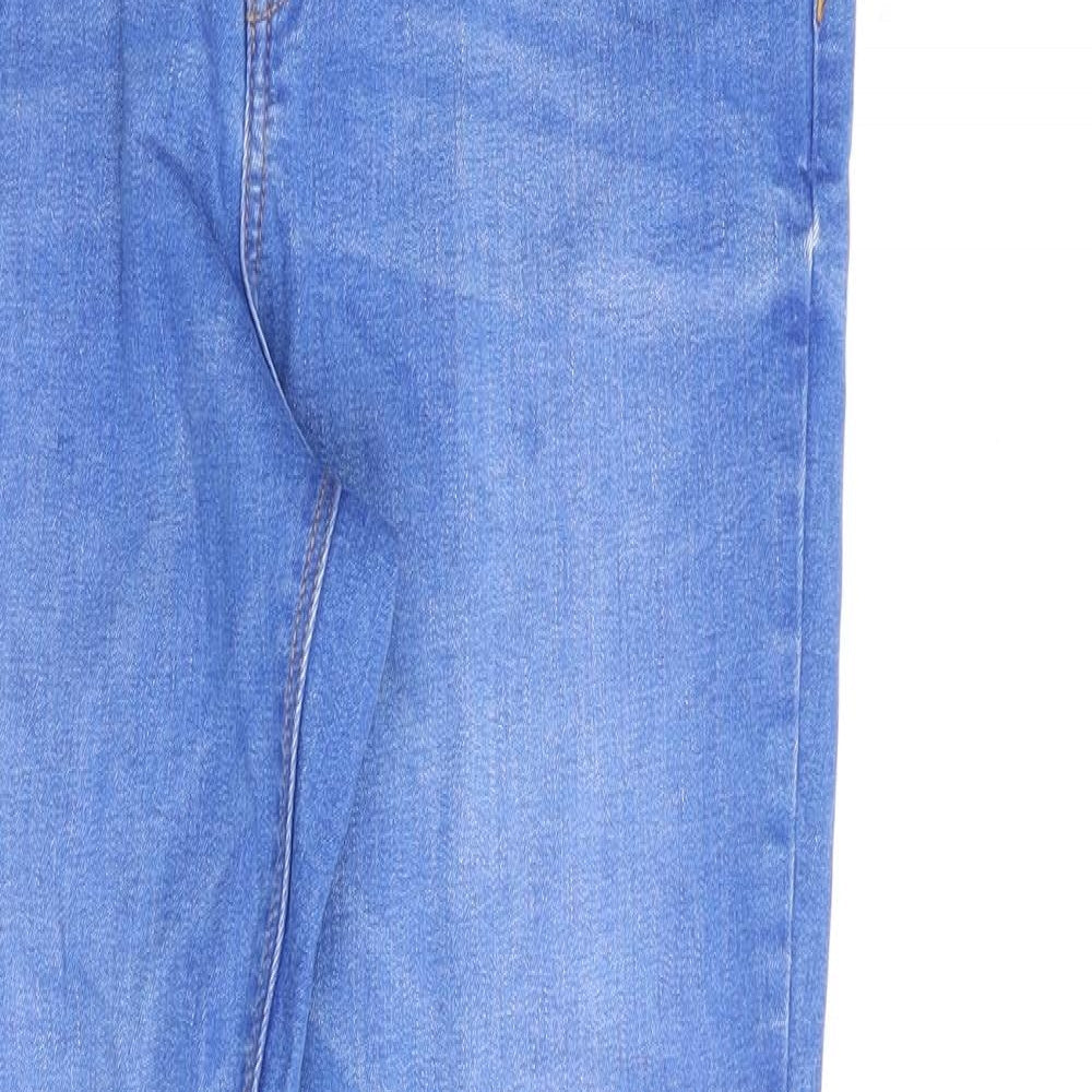 Denim & Co. Womens Blue Paisley Cotton Straight Jeans Size 14 L30 in Regular Zip