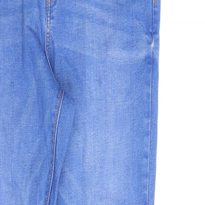 Denim & Co. Womens Blue Paisley Cotton Straight Jeans Size 14 L30 in Regular Zip